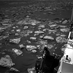 This Dec. 2, 2016, view from the Navcam on the mast of NASA's Curiosity Mars Rover shows rocky ground within view while the rover was working at an intended drilling site called 'Precipice' on lower Mount Sharp.