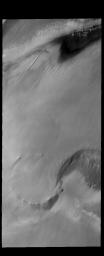 This image captured by NASA's 2001 Mars Odyssey spacecraft shows part of the north polar cap. This image is along the cap margin.