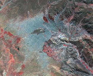 NASA's Terra spacecraft obtained this image of La Paz, Bolivia, the highest capital in the world, located on the Andes' Altiplano plateau at more than 3500 meters above sea level.