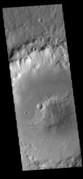 This image captured by NASA's 2001 Mars Odyssey spacecraft shows part of an unnamed crater in Terra Cimmeria.