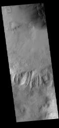 This image captured by NASA's 2001 Mars Odyssey spacecraft shows part of an unnamed crater in Noachis Terra.