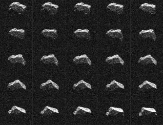 This composite of 25 images of asteroid 2017 BQ6 was generated with radar data collected using NASA's Goldstone Solar System Radar in California's Mojave Desert.