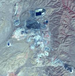 This image from NASA's Terra spacecraft shows Goldstrike in northeast Nevada, the largest gold mine in North America.