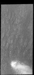This image from NASA's 2001 Mars Odyssey spacecraft shows Siton Undae, a large dune field located in the northern plains near Escorial Crater on Mars. This image shows part of the eastern region of the dune field.