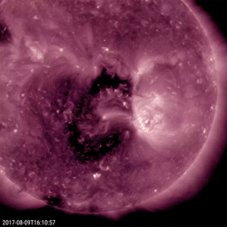 NASA's Solar Dynamics Observatory observed a substantial coronal hole rotated into a position where it is facing Earth on Aug. 9-11, 2017.