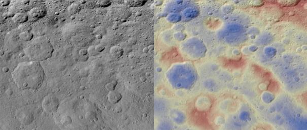 This image obtained by NASA's Dawn spacecraft shows a subtle feature on Ceres called Kwanzaa Tholus. The rounded shape of Kwanzaa Tholus is typical of tholi.
