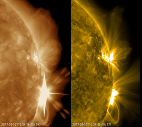 On Sept. 10, 2017, NASA's Solar Dynamics Observatory, observed the Sun erupting with an X8 solar flare, one of the largest of the current solar cycle.