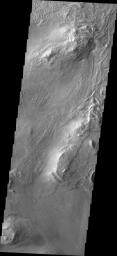 Melas Chasma is part of the largest canyon system on Mars, Valles Marineris. This image captured by NASA's 2001 Mars Odyssey spacecraft covers part of the floor of the canyon.