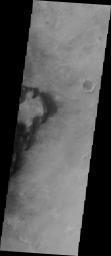Kaiser Crater is located in the southern hemisphere in the Noachis region west of Hellas Planitia. This image of Kaiser Crater from NASA's 2001 Mars Odyssey spacecraft is just one of several large craters with extensive dune fields on the crater floor.