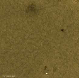 This image shows the location of NASA's Mars Phoenix Lander and related hardware around the mission's May 25, 2008, landing site on far-northern Mars as seen by NASA's Mars Reconnaissance Orbiter.