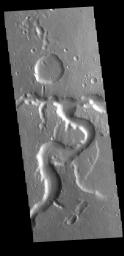 This image captured by NASA's 2001 Mars Odyssey spacecraft shows a section of Nanedi Valles, located in Xanthe Terra.