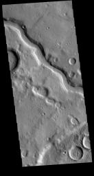 This image captured by NASA's 2001 Mars Odyssey spacecraft shows one of the numerous unnamed channels located in northern Arabia Terra.