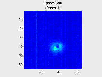 This image from a series of images is from a single observation of a star by the ASTERIA spacecraft.
