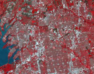 Frisco, Texas, a city along the Shawnee Trail in the Dallas-Fort Worth metroplex has become a bedroom community for workers in Dallas-Fort Worth. NASA's Terra spacecraft acquired this image on April 15, 2018.