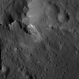 This image showing detail of Urvara Crater's central ridge on Ceres was obtained by NASA's Dawn spacecraft on July 6, 2018 from an altitude of about 72 miles (116 kilometers).