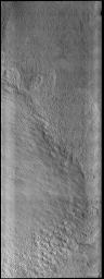 This image from NASA's Mars Odyssey shows several different surface textures in the South Polar ice.