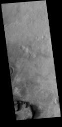 This image from NASA's Mars Odyssey shows part of the floor of Kaiser Crater, including several sand dunes. Kaiser Crater is located in Noachis Terra.