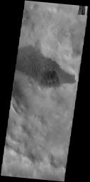 This image from NASA's Mars Odyssey shows sand dunes on the floor of an unnamed crater in Noachis Terra.