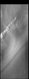 This image from NASA's Mars Odyssey shows clouds are a common occurrence over the south polar cap during southern summer.
