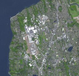 NASA's Terra spacecraft shows the largest building in the world located at the Boeing factory in Everett, Washington.