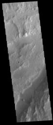 This image from NASA's Mars Odyssey shows a small section of Ma'adim Valles. Ma'adim Valles is located in Terra Cimmeria and empties into Gusev Crater, the home of the MER Spirit rover.