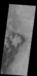 This image from NASA's Mars Odyssey shows several individual dunes located in Kaiser Crater. With continued winds sand dunes will move across the surface.