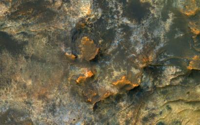 This image acquired on January 27, 2019 by NASA's Mars Reconnaissance Orbiter, reveals small-scale shapes that often correlate with mineral units and provides information about stratigraphy.