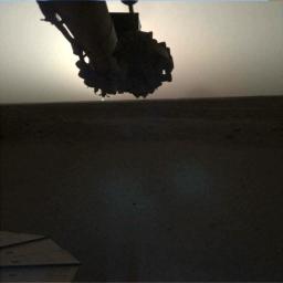 NASA's InSight lander used its Instrument Deployment Camera (IDC) on the spacecraft's robotic arm to image this sunrise on Mars on April 24, 2019.
