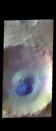 This image from NASA's Mars Odyssey shows an unnamed crater in Acidalia Planitia.