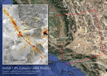 NASA's ARIA team produced this map of earthquake damage in Southern California from the recent temblors in July, 2019.