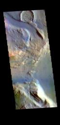 This image from NASA's Mars Odyssey shows a tributary channel that empties into the main Ares Vallis channel.
