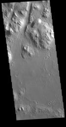 This image from NASA's Mars Odyssey shows one of the graben that comprise Amenthes Fossae.