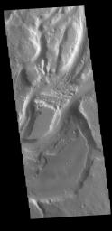 This image from NASA's Mars Odyssey shows Mangala Valles, a complex channel more than 900km long (560 miles).