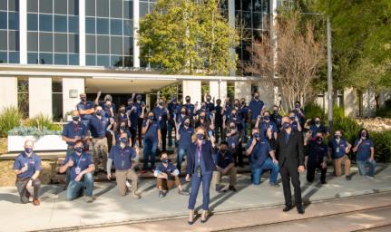 Before NASA's Mars Perseverance rover landed on Mars on Feb. 18, 2021, the entry, descent, and landing team posed at the agency's Jet Propulsion Laboratory with individual bags of traditional lucky peanuts.