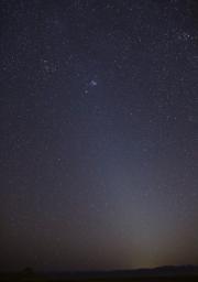 This photo shows the zodiacal light as it appeared on March 1, 2021, in Skull Valley, Utah.