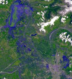 NASA's Terra spacecraft shows Dal and Wular Lakes, along the Jhelum River in Jammu and Kashmir, India.