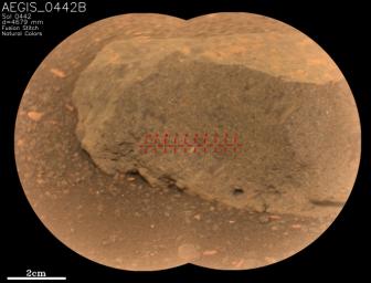 On May 18, 2022, NASA's Perseverance Mars rover used an artificial intelligence software called AEGIS to select and target the rock seen in close-up here.