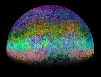 This highly stylized view of Jupiter's icy moon Europa was created by reprocessing an image captured by JunoCam during the mission's close flyby on Sept. 29, 2022.