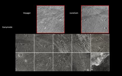 JunoCam, the public engagement camera aboard NASA's Juno spacecraft, captured these views of Jupiter's moon Ganymede during a close pass on June 7, 2021.