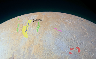 De frosne kløfter på Plutos nordpol