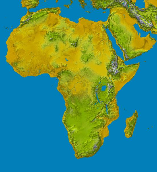 topography of africa. Shuttle Radar Topography