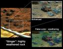 In 1997, NASA's Mars Pathfinder took this picture of an unusual rock dubbed 'Ginger,' located southeast of the lander.