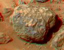 This anaglyph view of 'Grommit' was produced by NASA's Mars Pathfinder's Imager camera. 3D glasses are necessary to identify surface detail.