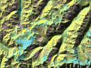This is a digital elevation model from NASA's Spaceborne Imaging Radar-C/X-band Synthetic Aperture Radar that was geometrically coded directly onto an X-band seasonal change image of the Oetztal supersite in Austria.