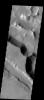 The two landslides in this image are located in Aeolis Mensae on Mars as seen by NASA's Mars Odyssey spacecraft.