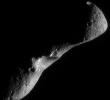 This image was taken by NASA's NEAR Shoemaker spacecraft on Feb 18, 2000 as it flew over the shadowed southern hemisphere, looking north at a crescent asteroid Eros.