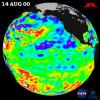 After three years of El Nio and La Nia, the Pacific finally calmed down in the tropics but still showed signs of being abnormal elsewhere, according to the satellite data from NASA's U.S.-French TOPEX/Poseidon mission in 2000.