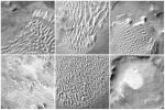This collage of six images taken by NASA's Mars Odyssey spacecraft, shows examples of the daytime temperature patterns of Martian dunes.