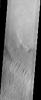 This image from NASA's Mars Odyssey covers a portion of the Medusa Fossae formation, near the equator of Mars. The most characteristic feature of the Medusa Fossae formation is the abundance of 'yardangs,' which are erosional landforms carved by wind.