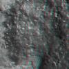This 3D anaglyph, from NASA's Mars Exploration Rover Spirit, shows a microscopic image taken of the rock called Adirondack. 3D glasses are necessary to view this image.